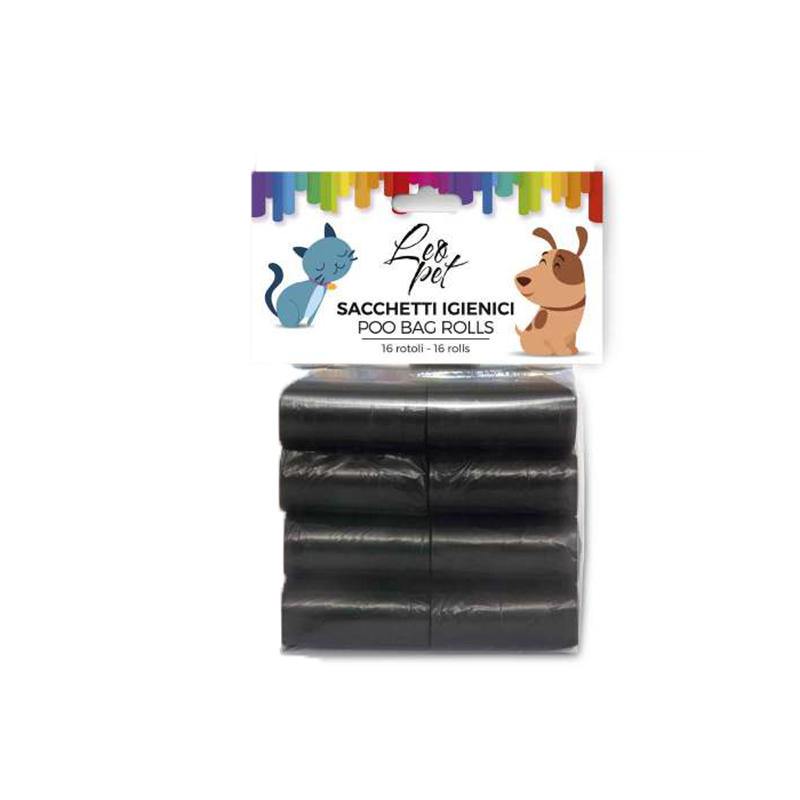 LEOPET SACCHETTI IGIENICI NERI ROTOLI 16x20PZ