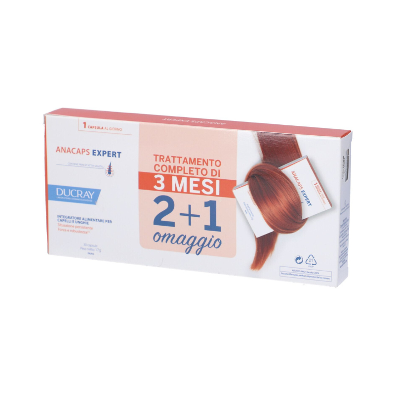Ducray Anacaps Expert 3 Flaconi Da 30 Capsule - Integratore Per Capelli In Situazione Persistente