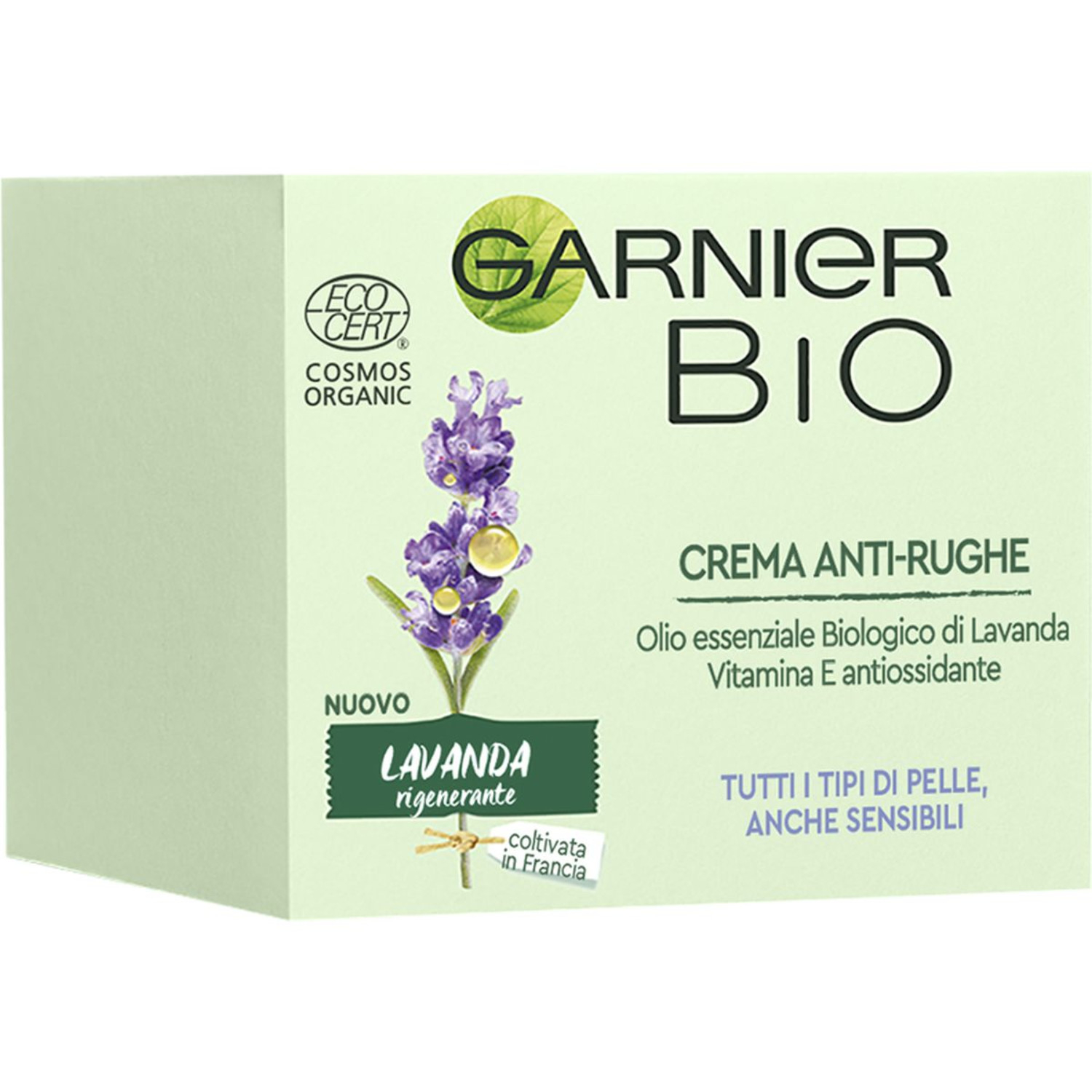 Garnier Bio Crema Viso Rigenerante, Anti-rughe e Anti-età, Formula alla Lavanda, 50 ml