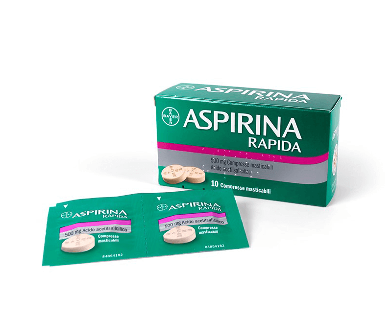 Aspirina Rapida Compresse, contro sintomi di Febbre, Influenza e per Dolori Mestruali,Reumatici e Muscolari, con 500mg di Acido Acetilsalicilico, 10 Compresse Masticabili Aspirina Rapida Compresse, contro sintomi di Febbre, Influenza e per Dolori Mestruali,Reumatici e Muscolari, con 500mg di Acido Acetilsalicilico, 10 Compresse Masticabili