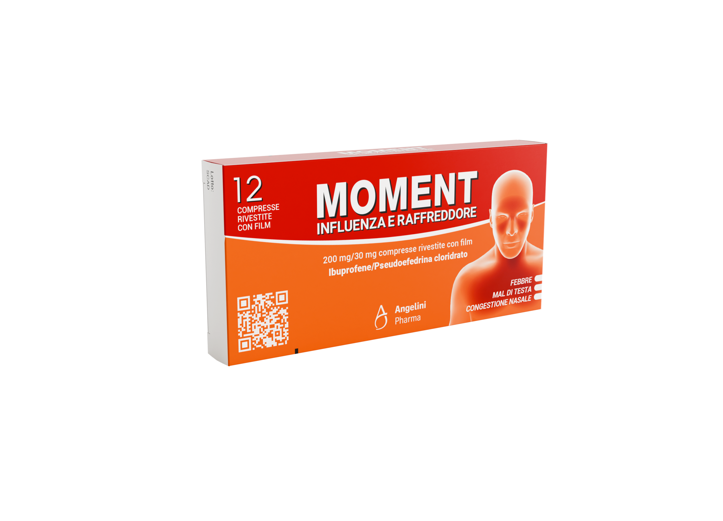 Moment Influenza E Raffreddore 200 mg + 30 mg - Trattamento Congestione Nasale 12 Compresse