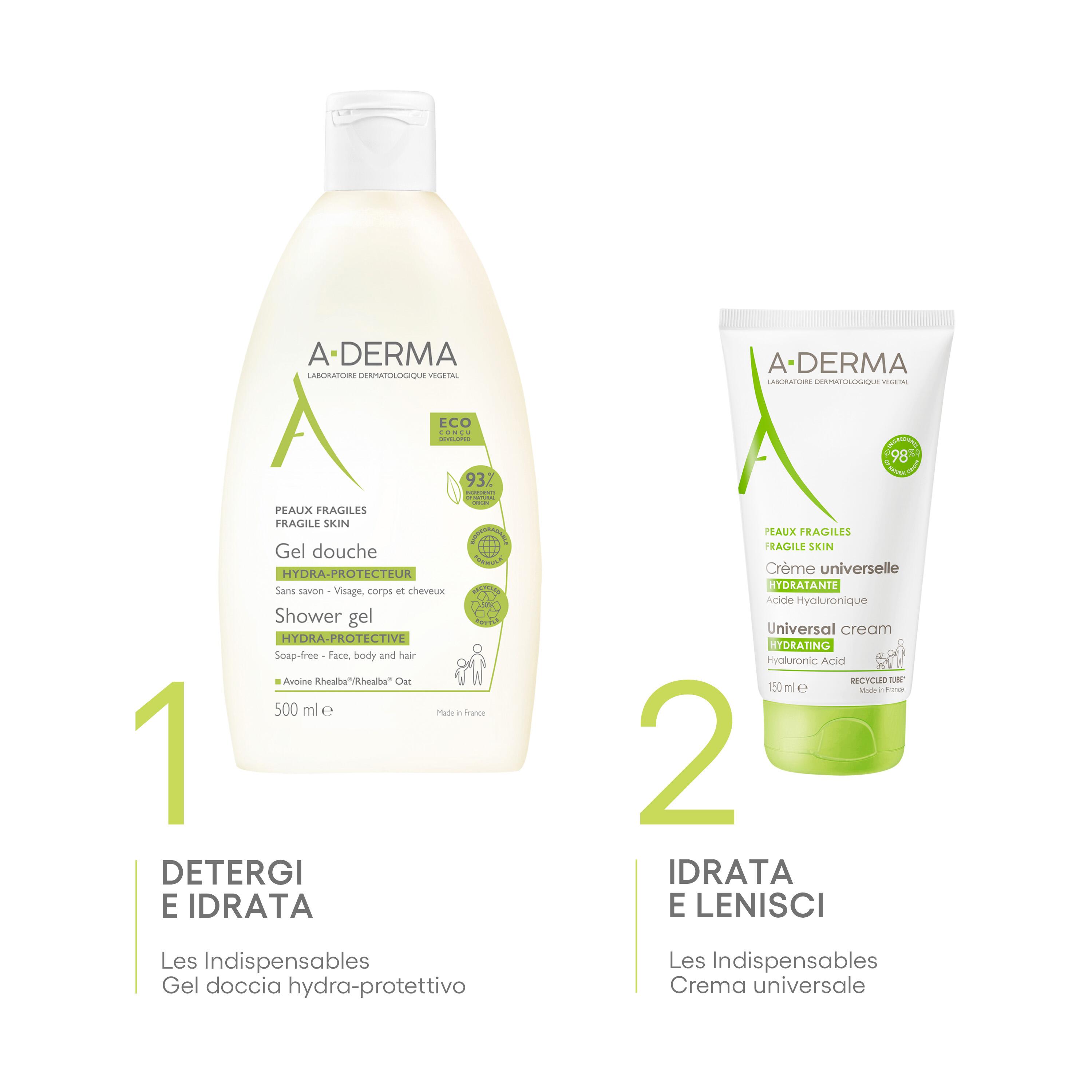 A-Derma Les Indispensables - Crema Universale Idratante Viso E Corpo Per Pelle Secca E Fragile 150 ml