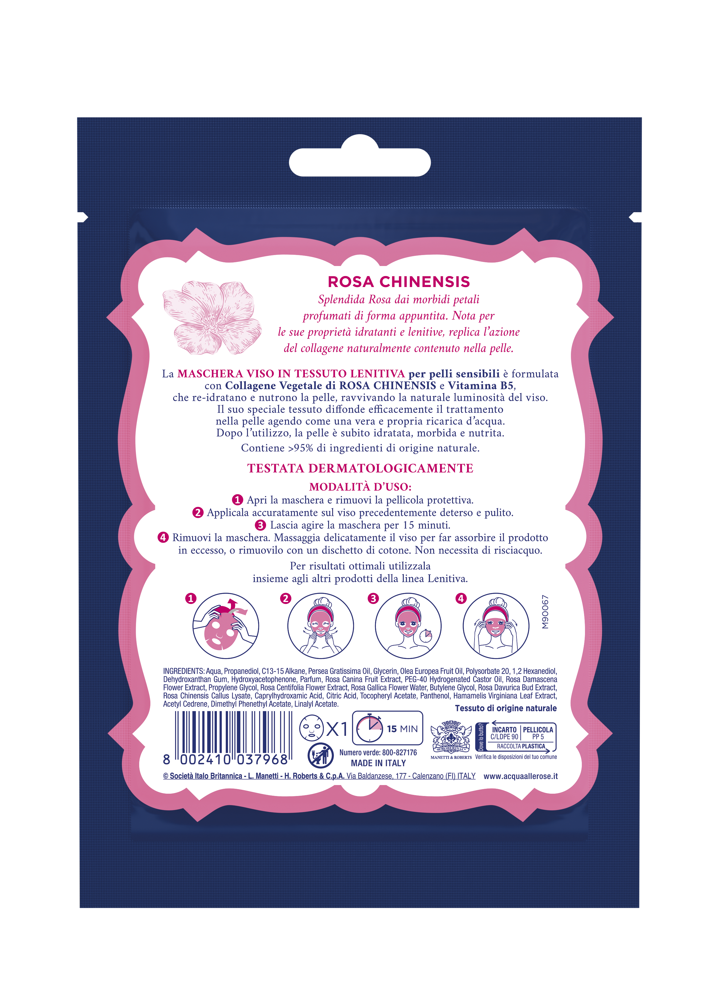 Acqua Alle Rose - 1 Maschera In Tessuto Lenitiva Viso