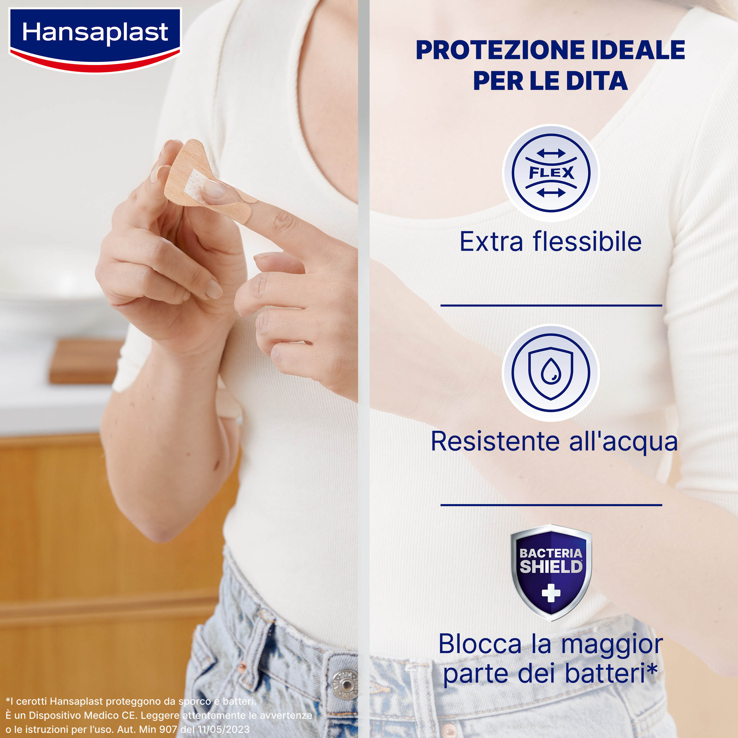 Hansaplast Cerotti Hand Mix Pack, Cerotti flessibili per mani e dita, 20 pezzi in 5 formati