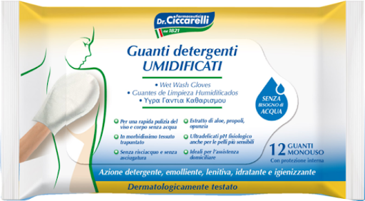 CICCARELLI GUANTI PRESAPONATI UMIDIFICATI 12 GUANTI MONOUSO  CICCARELLI GUANTI PRESAPONATI UMIDIFICATI 12 GUANTI MONOUSO