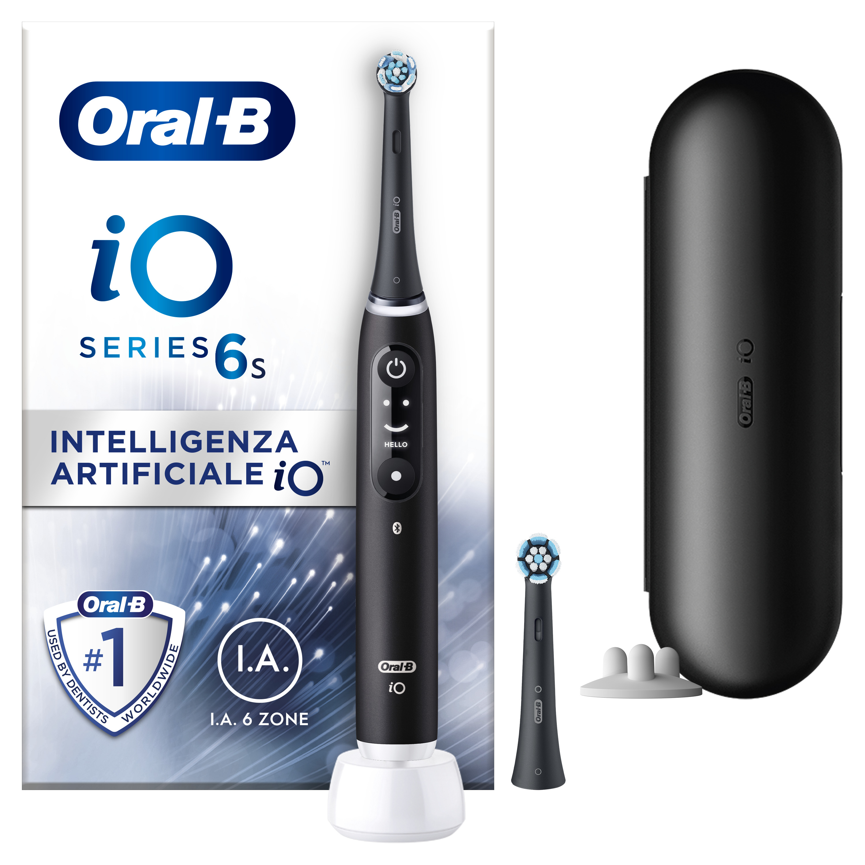 Oral-B iO6 Spazzolino Elettrico Ricaricabile Nero Con Custodia Da Viaggio Oral-B iO6 Spazzolino Elettrico Ricaricabile Nero Con Custodia Da Viaggio