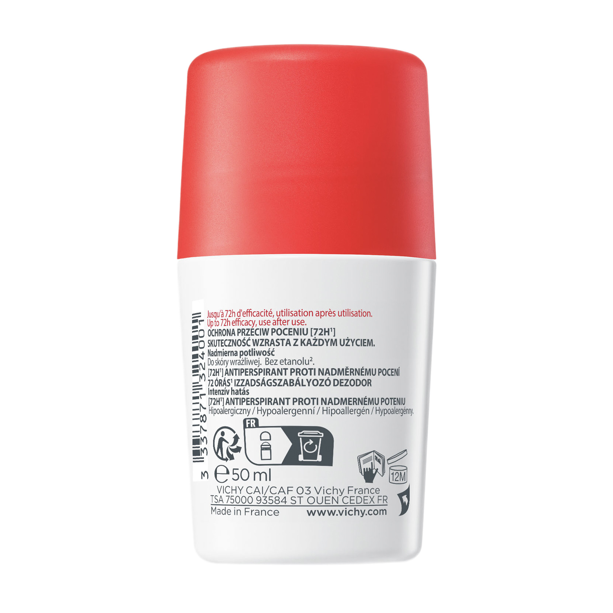 Vichy Deodorante Stress Resist - Roll-on anti-traspirante intensivo 50 ml efficace per 72 ore