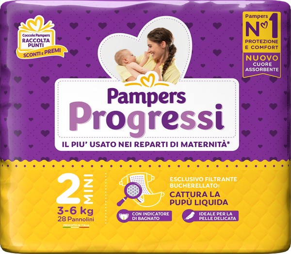 PAMPERS Progressi 28 Pannolini Taglia 2-MINI Dai 3 ai 6kg