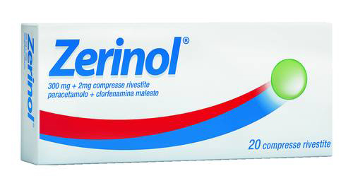 Zerinol 300mg + 2mg Contro Febbre e Influenza 20 Compresse Rivestite Zerinol 300mg + 2mg Contro Febbre e Influenza 20 Compresse Rivestite
