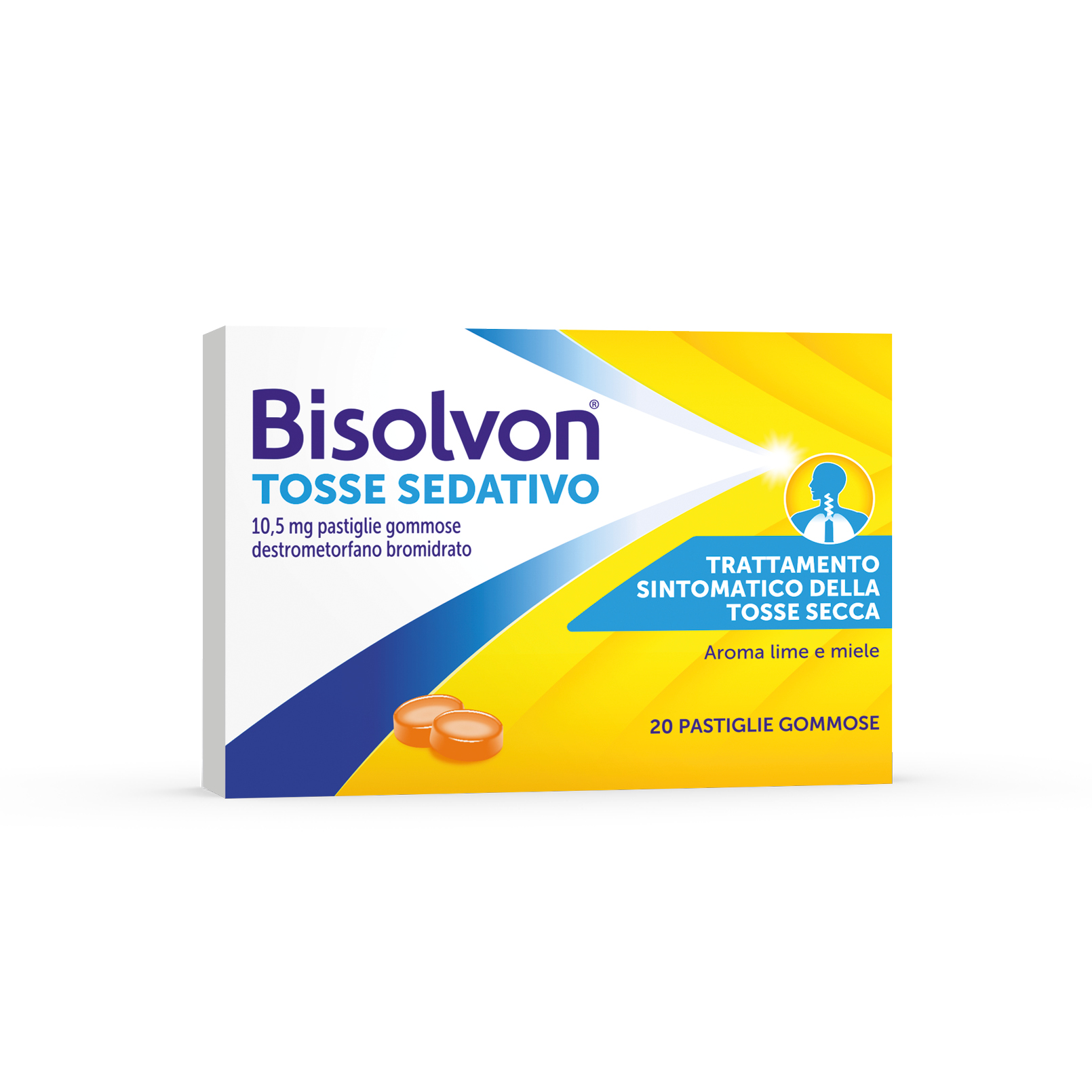 Bisolvon Tosse Sedativo 10,5 mg Gusto Miele E Lime - 20 Pastiglie Gommose Per Tosse Secca