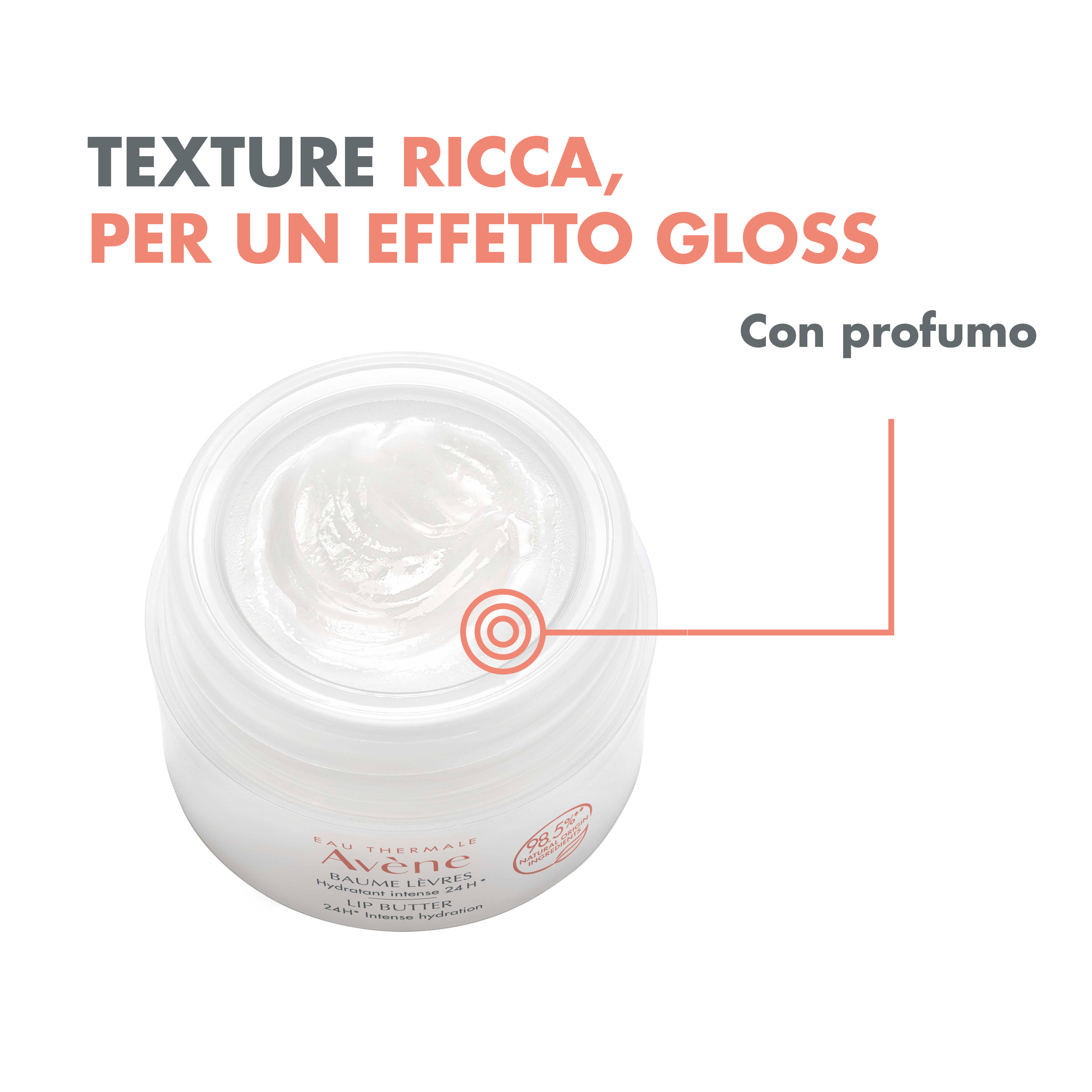 Eau Thermale Avène Balsamo Labbra Idratazione Intensa 24h, effetto Gloss, Illumina lenisce e protegge, Labbra sensibili e secche, con Burro di Karitè, 10ml 