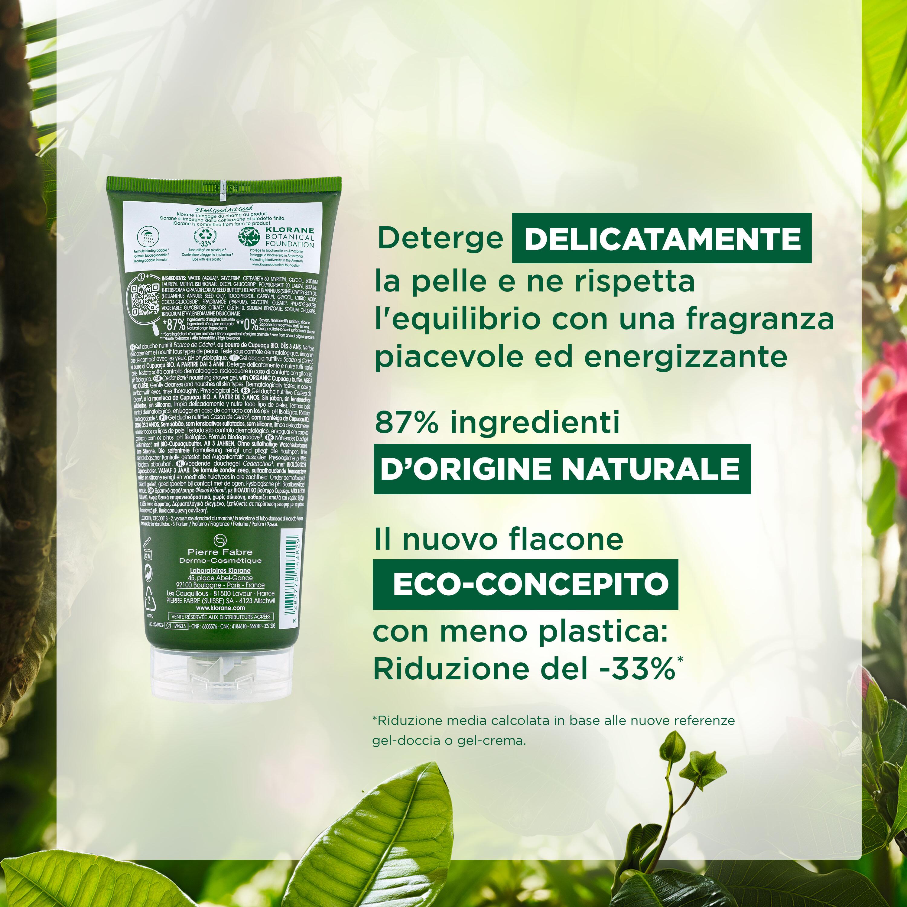 Klorane - Gel Doccia Nutritivo Al Profumo Scorza Di Cedro Per Tutti I Tipi Di Pelle 200 ml