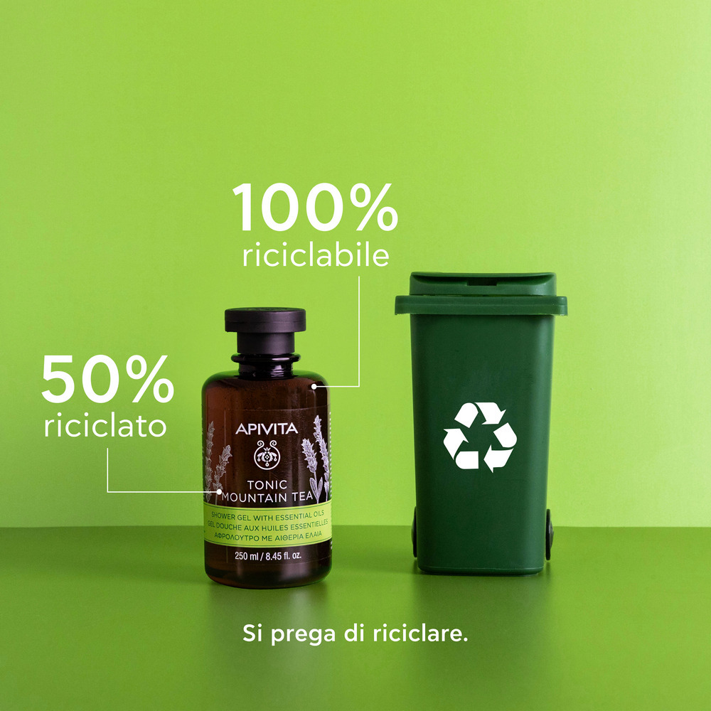 Apivita Tonic Mountain Tea - Gel Doccia Detergente Delicato Corpo Idratante E Rivitalizzante 250 ml