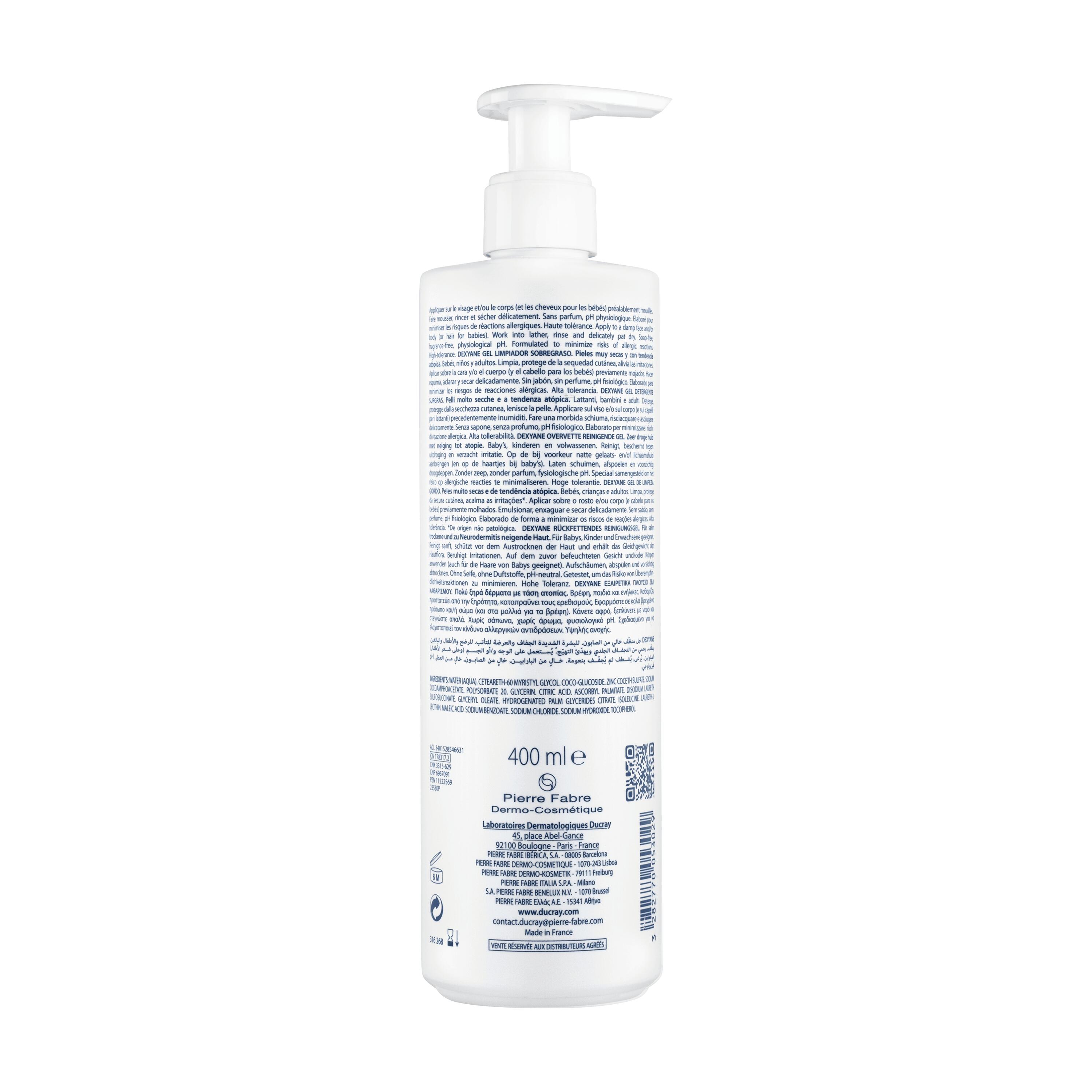 Ducray Dexyane - Gel Detergente Surgras Viso E Corpo Per Pelle Atopica 400 ml