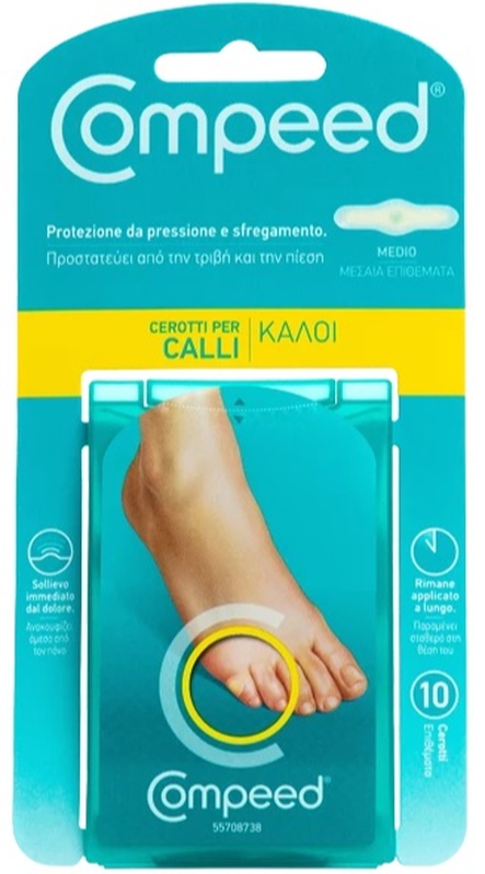 Compeed Cerotti Per Calli, Formato Medio, Cerotti, Lunga Durata, 10 Unità