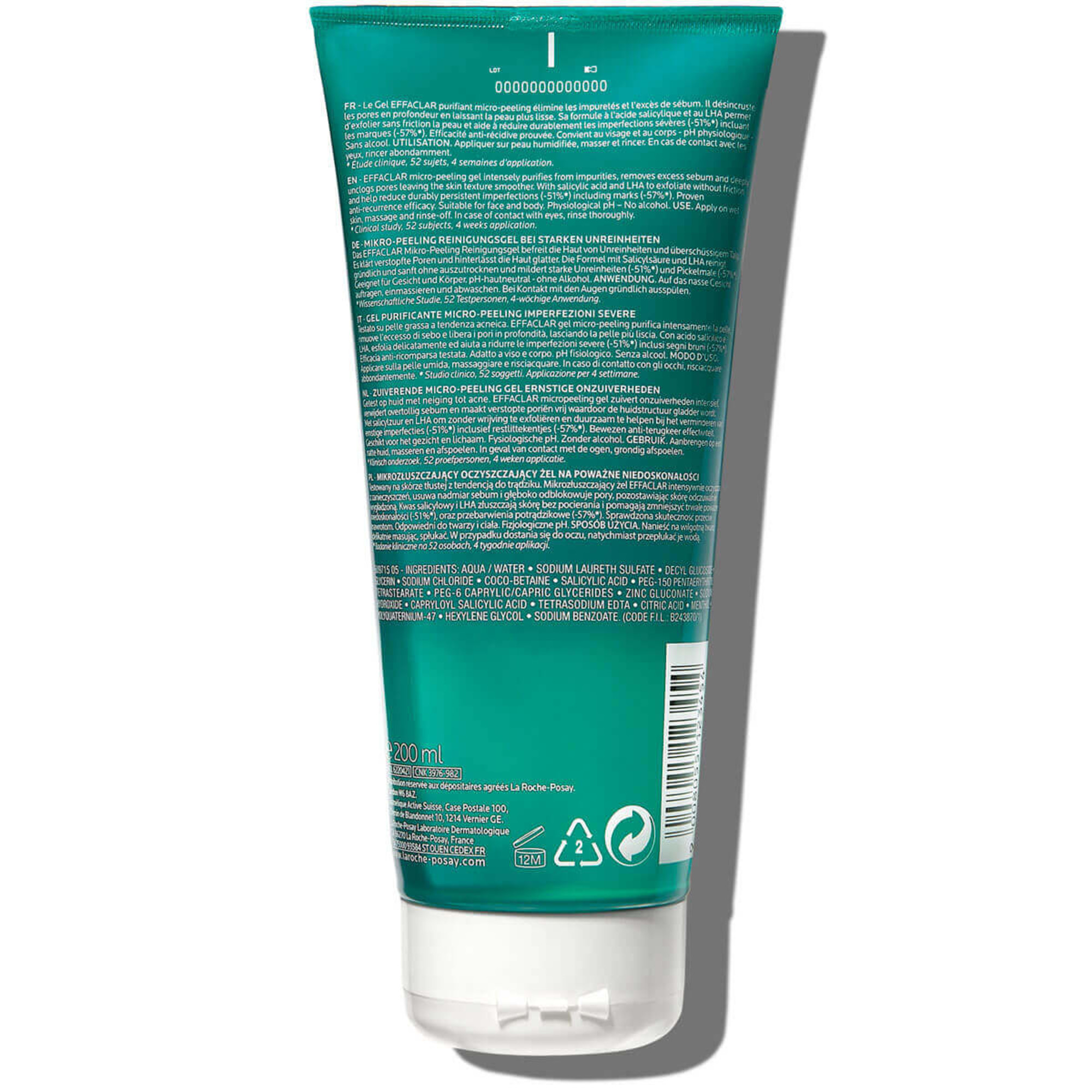 La Roche-Posay Effaclar - Gel Purificante Micro-Peeling Per Pelle Mista, Grassa o Acneica 200 ml