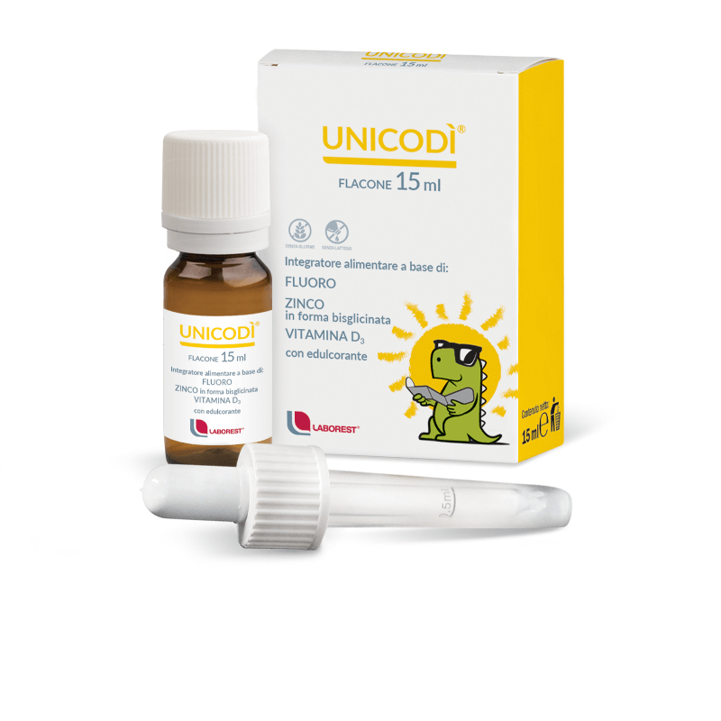 Unicodì kids integratore di Fluoro, Zinco e VitD3 gocce 15ml Unicodì kids integratore di Fluoro, Zinco e VitD3 gocce 15ml