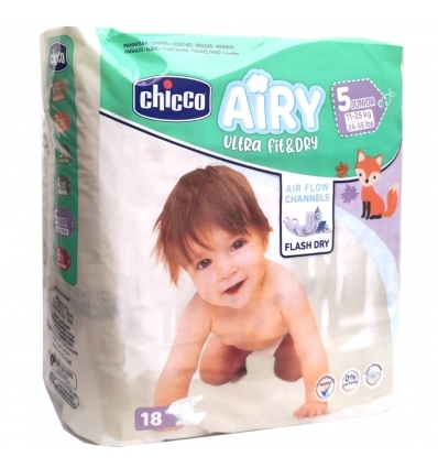 chicco NUOVO AIRY ULTRA Fit&Dry soft Pannolini Taglia 5 Midi 12-25 kg 18 pezzi