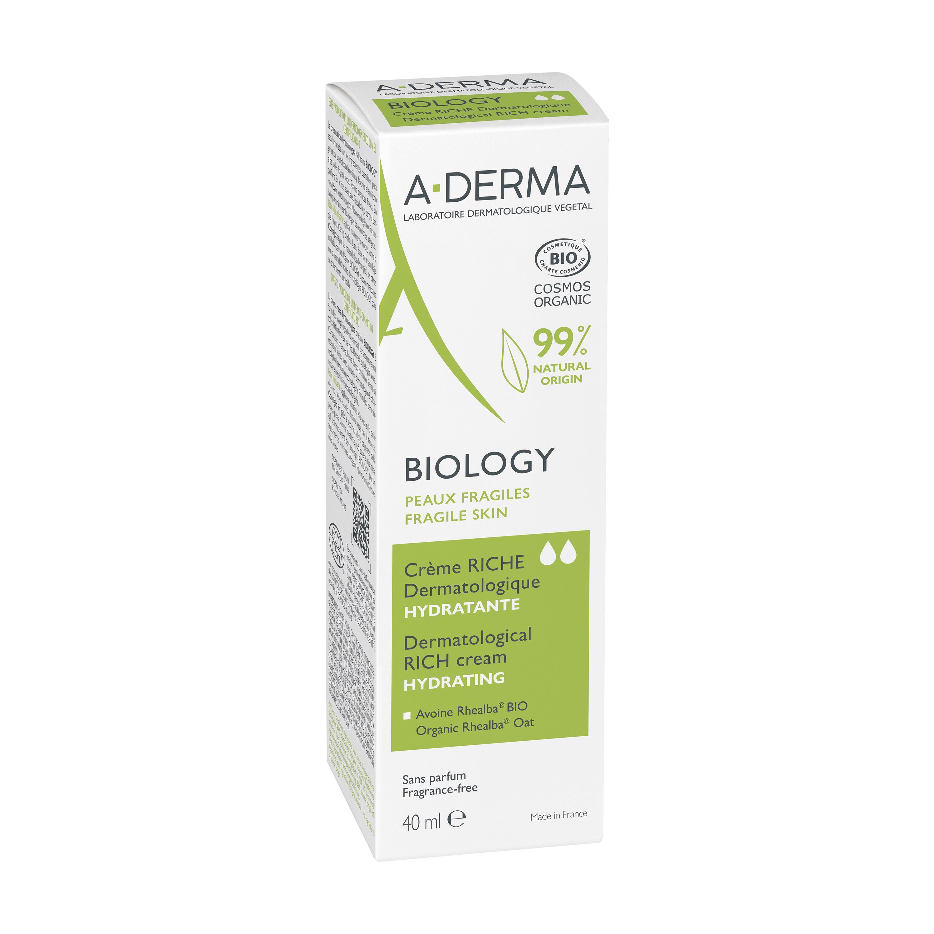 A-Derma Biology - Crema Ricca Dermatologica Idratante Per Pelle Secca E Fragile 40 ml 