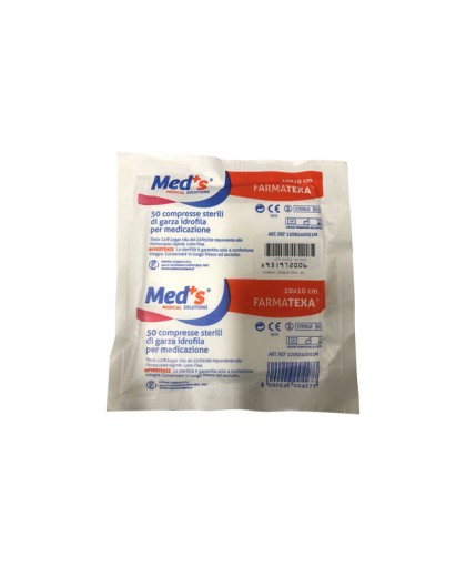 Med's Compresse Di Garza 12/8 Sterile 10 x 10 cm 50 Pezzi