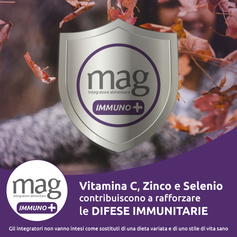 Mag Immuno+ Difese Immunitarie , Integratore Alimentare con Vitamine e Minerali per Supportare le Difese Immunitarie, con Magnesio Contro Stanchezza e Affaticamento Mag Immuno+ Difese Immunitarie , Integratore Alimentare con Vitamine e Minerali per Supportare le Difese Immunitarie, con Magnesio Contro Stanchezza e Affaticamento