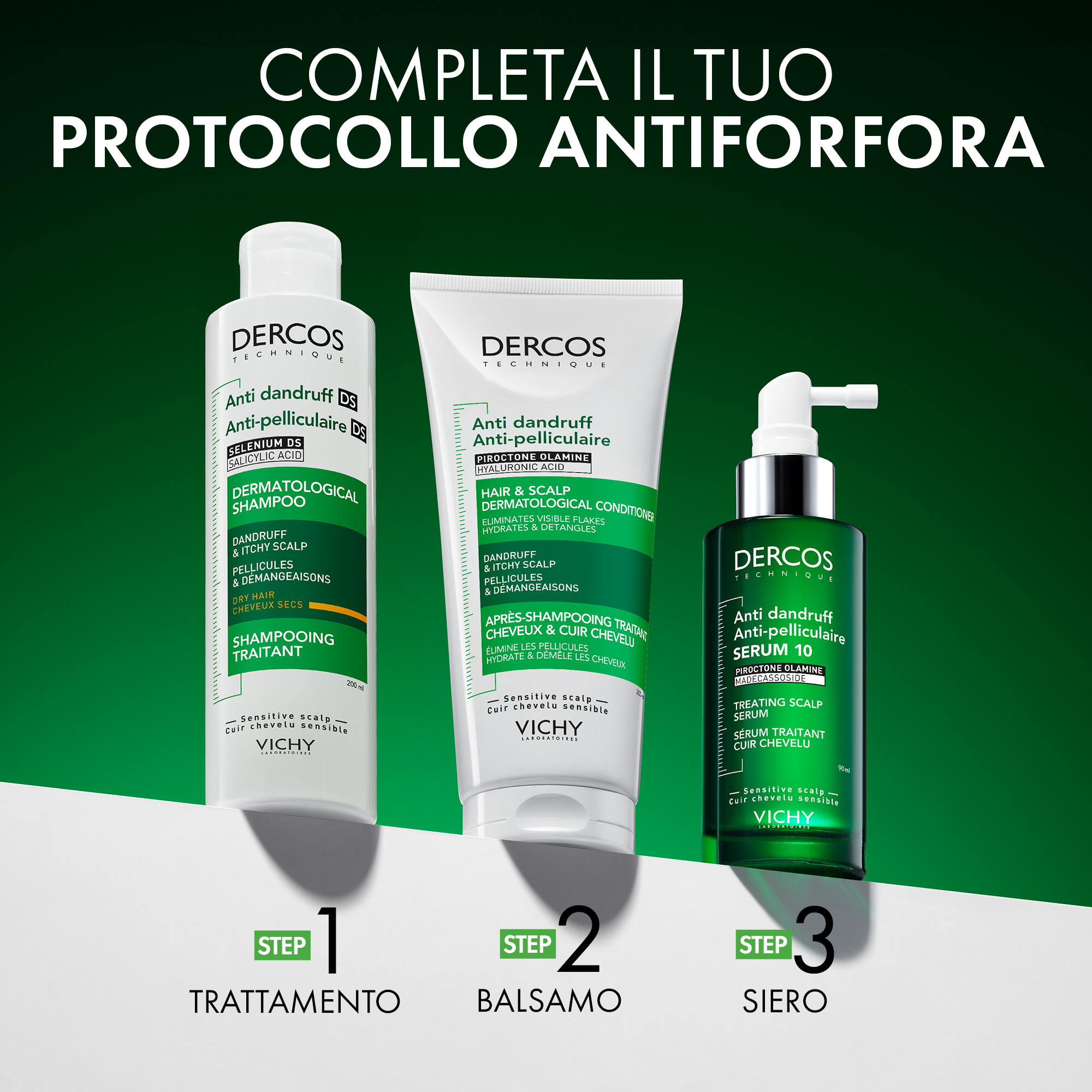 Vichy Dercos Technique - Shampoo Antiforfora Per Capelli Da Normali A Grassi Eco-Ricarica 390 ml