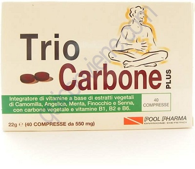 TrioCarbone Plus Integratore per gonfiore addominale e meteorismo 40 compresse