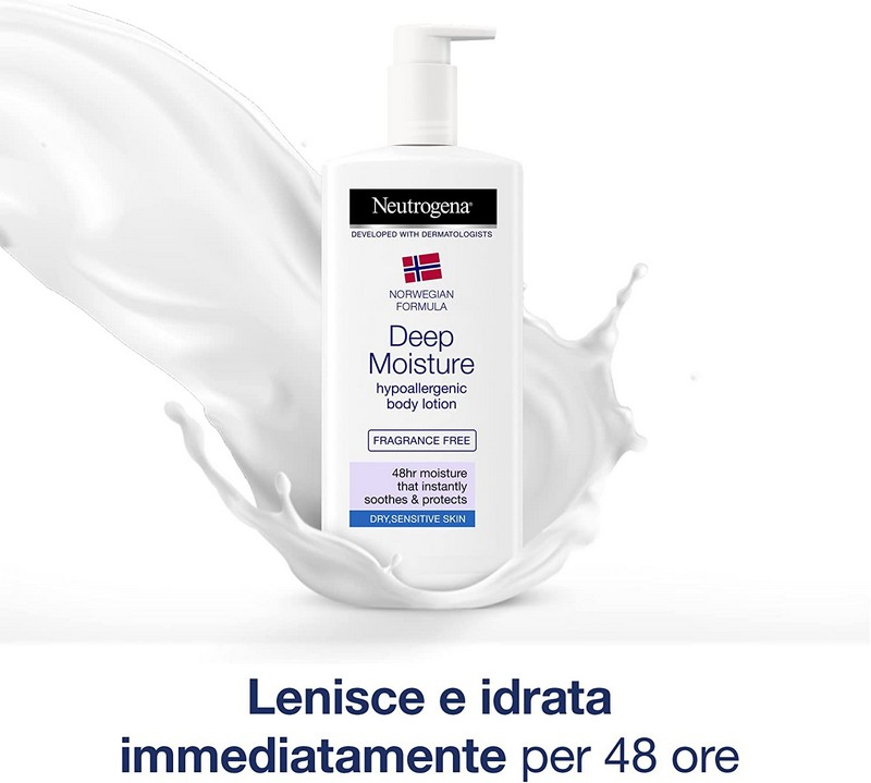 Neutrogena Formula Norvegese Deep Moisture Crema Corpo Fluida Ipoallergenica, Crema idratante corpo con Glicerina e senza profumo, Crema corpo idratante pelle secca e sensibile, 400 ml Neutrogena Formula Norvegese Deep Moisture Crema Corpo Fluida Ipoallergenica, Crema idratante corpo con Glicerina e senza profumo, Crema corpo idratante pelle secca e sensibile, 400 ml