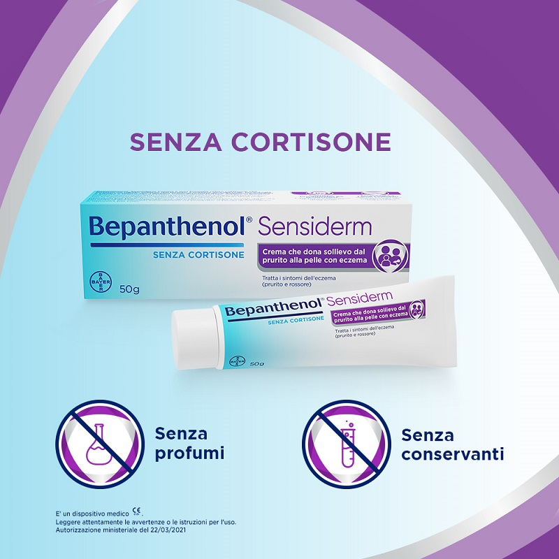 Bepanthenol Sensiderm Crema, per Pelle secca o irritata, Dermatite, Eczema, Reazioni allergiche, con Pantenolo, Senza Cortisone, Allevia Prurito e Arrossamento, Tubo da 50g Bepanthenol Sensiderm Crema, per Pelle secca o irritata, Dermatite, Eczema, Reazioni allergiche, con Pantenolo, Senza Cortisone, Allevia Prurito e Arrossamento, Tubo da 50g