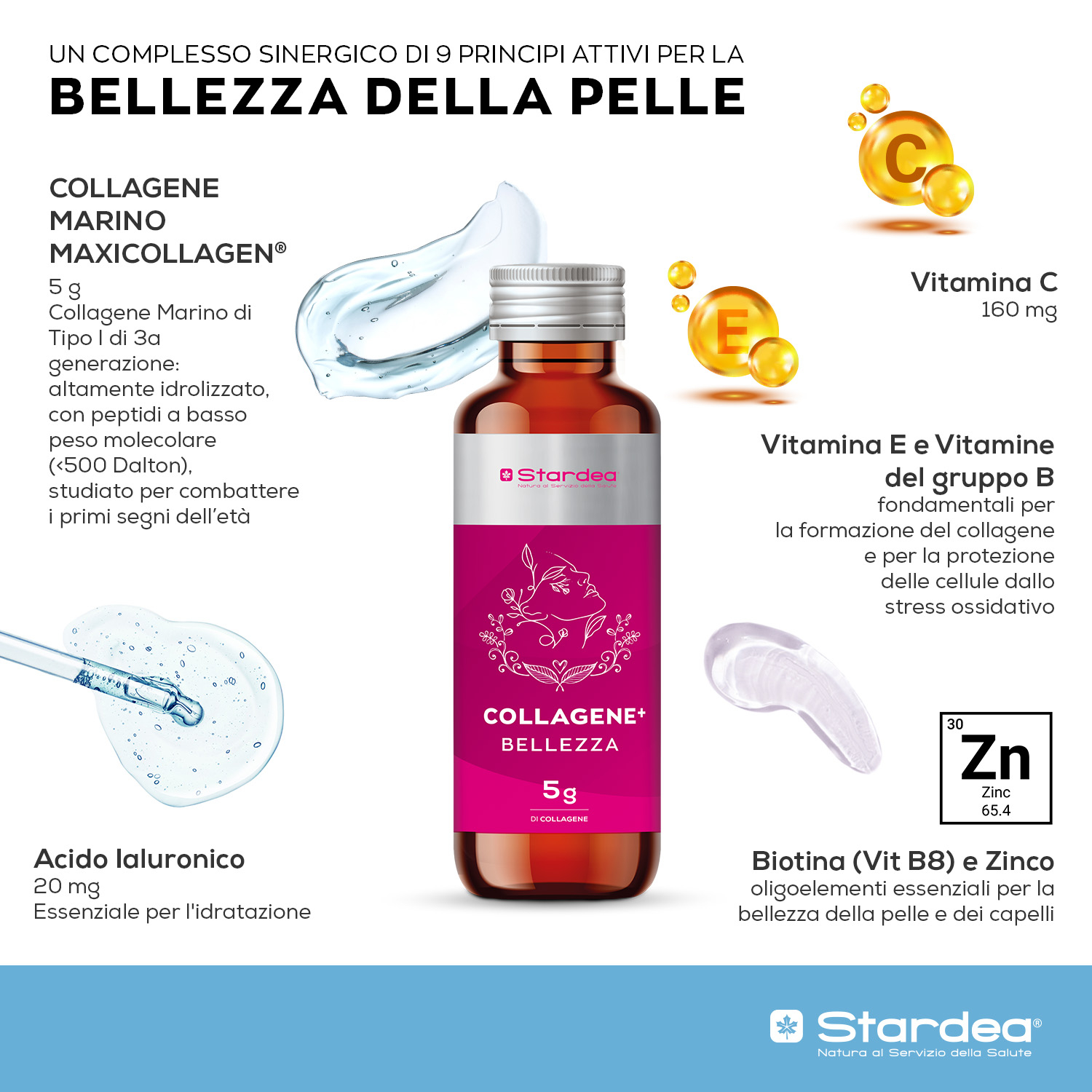 STARDEA COLLAGENE + BELLEZZA SHOT DA BERE - Integratore da bere a base di 5g di collagene Marino di tipo 1 e Acido Ialuronico - 8 shots da 50 ml STARDEA COLLAGENE + BELLEZZA SHOT DA BERE - Integratore da bere a base di 5g di collagene Marino di tipo 1 e Acido Ialuronico - 8 shots da 50 ml