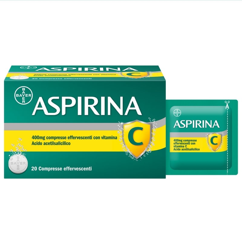 Aspirina C, contro sintomi di Raffreddore, Influenza e Febbre, 400 mg di Acido Acetilsalicilico + 240 mg di Vitamina C, antinfiammatorio e analgesico, 20 Compresse Effervescenti Aspirina C, contro sintomi di Raffreddore, Influenza e Febbre, 400 mg di Acido Acetilsalicilico + 240 mg di Vitamina C, antinfiammatorio e analgesico, 20 Compresse Effervescenti