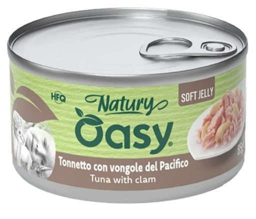 OASY GATTO NATURY SOFT JELLY TONNETTO CON VONGOLE DEL PACIFICO 150GR (lattina)