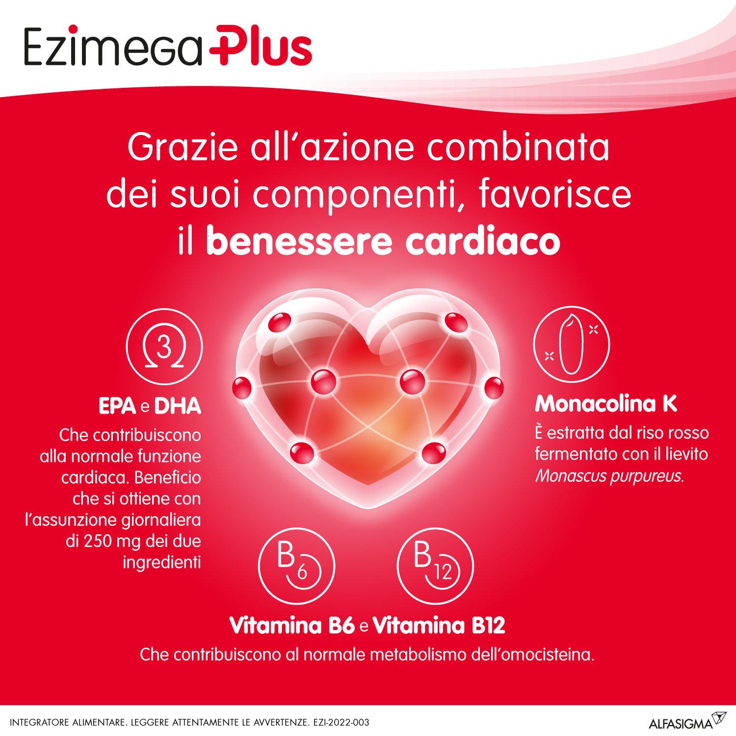 Ezimega Plus, Integratore per il Colestereolo a Base di Omega-3, Policosanoli, Resveratrolo, Acido Folico, Monacolina K, Coenzima Q10, Vitamina B6 e Vitamina B12, utile per il controllo del colesterolo e dei trigliceridi, 20 Capsule molli