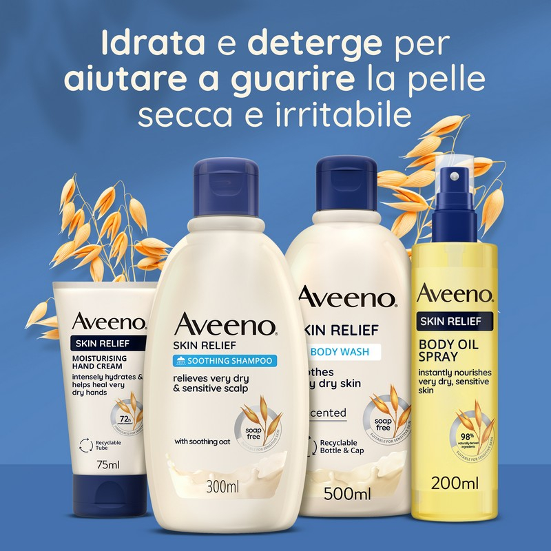 Aveeno Skin Relief Shampoo Lenitivo Per Prurito, Shampoo lenitivo e antiprurito, Shampoo delicato all'Avena per cute irritabile, Shampoo cute secca e sensibile ad alta tollerabilità, 300 ml Aveeno Skin Relief Shampoo Lenitivo Per Prurito, Shampoo lenitivo e antiprurito, Shampoo delicato all'Avena per cute irritabile, Shampoo cute secca e sensibile ad alta tollerabilità, 300 ml