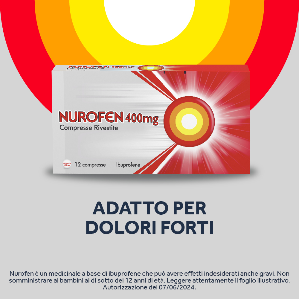 NUROFEN 400MG 12 CPR ibuprofene funzione antinfiammatoria e antidolorifica contro febbre, mal di testa, dolori muscolari e articolari NUROFEN 400MG 12 CPR ibuprofene funzione antinfiammatoria e antidolorifica contro febbre, mal di testa, dolori muscolari e articolari