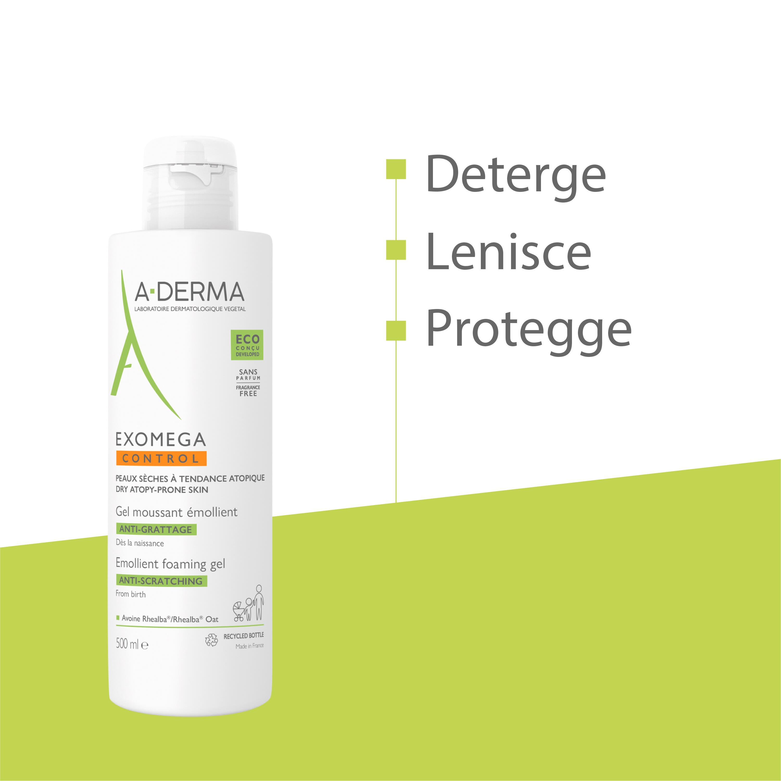 A-Derma Exomega Control - Gel Detergente Emolliente Per Pelle Secca A Tendenza Atopica 500 ml 