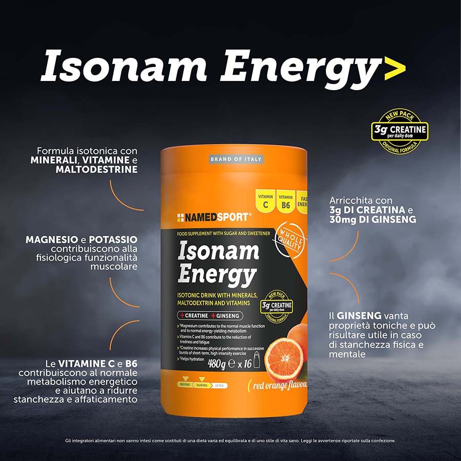 Named Sport Isonam Energy - Integratore Energizzante Gusto Orange 480 g
