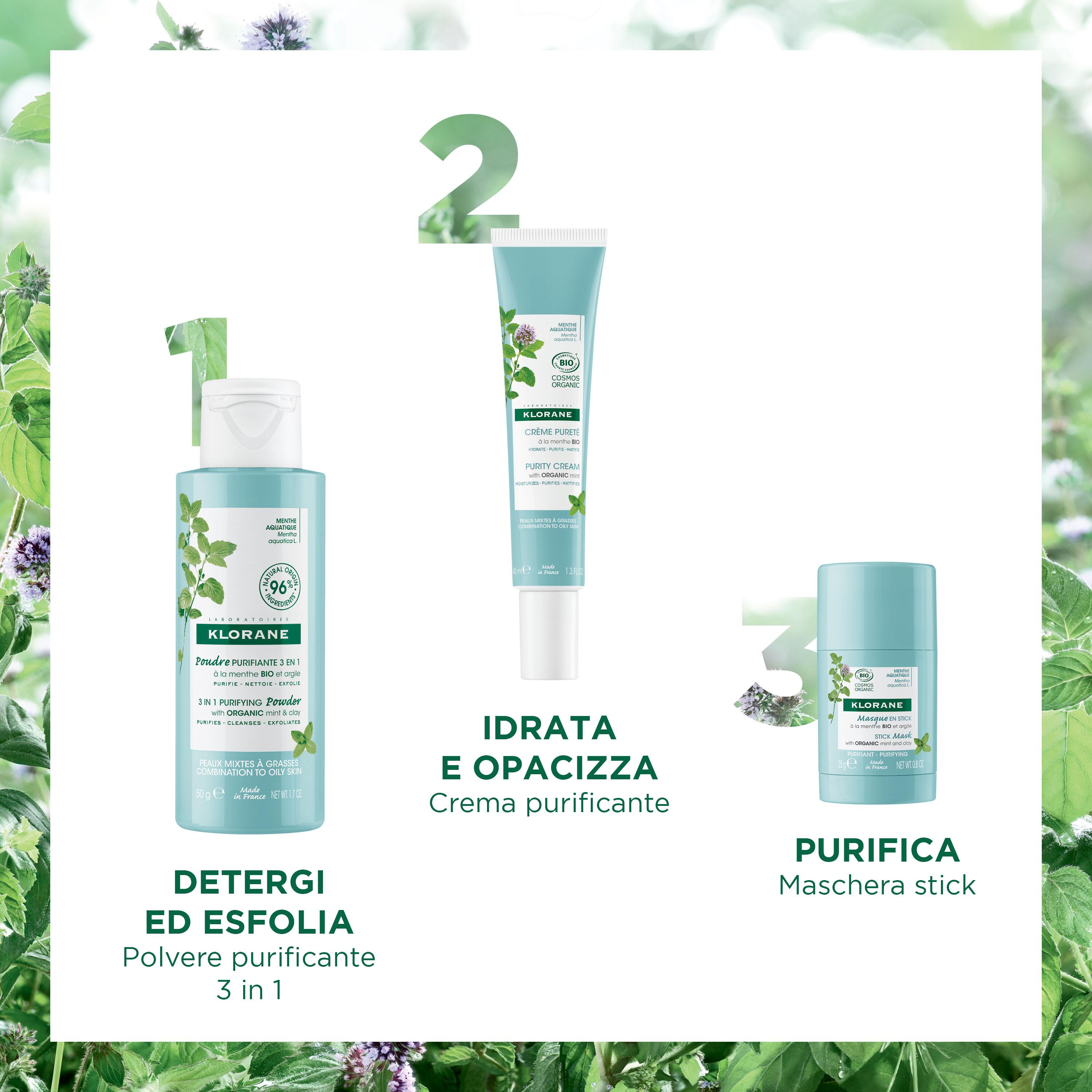 Klorane - Polvere Purificante 3 In 1 Alla Menta Bio E All'Argilla 50 g
