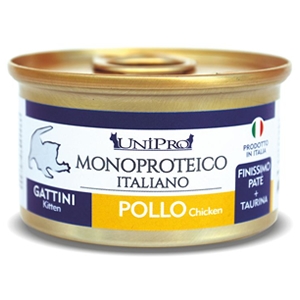 UNIPRO GATTO MONOPROTEICO GATTINI KITTEN POLLO 85GR (lattina)