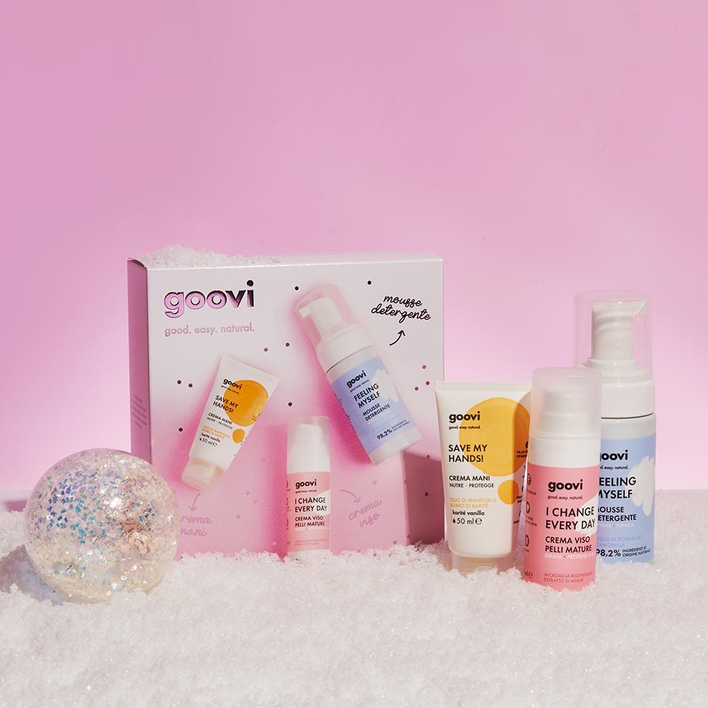 GOOVI SET Mousse Detergente + Crema Viso + Crema Mani  GOOVI SET Mousse Detergente + Crema Viso + Crema Mani