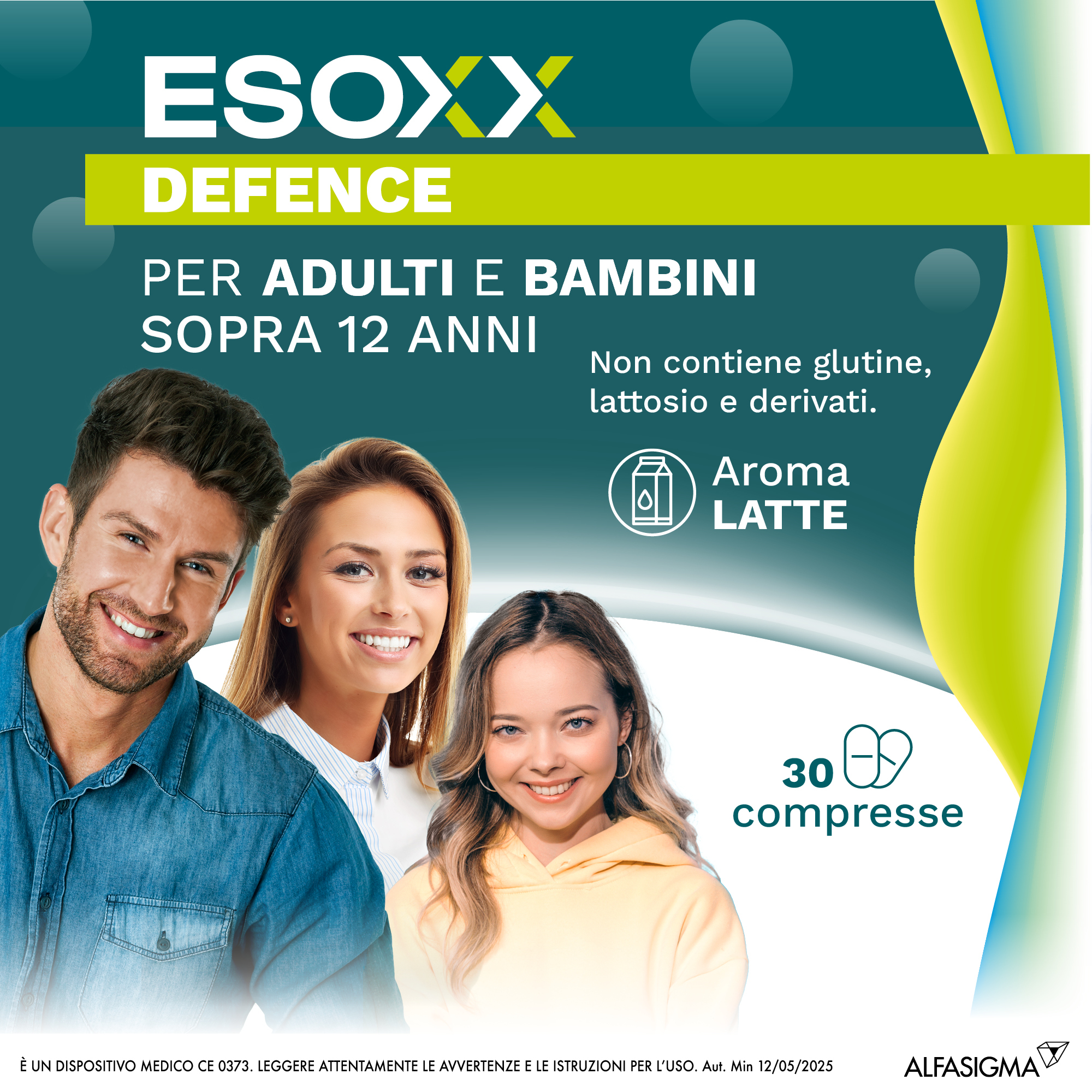 Esoxx Defence - dispositivo medico per sintomi da reflusso gastro esofageo, utile in caso di bruciore di stomaco -  30 compresse masticabili