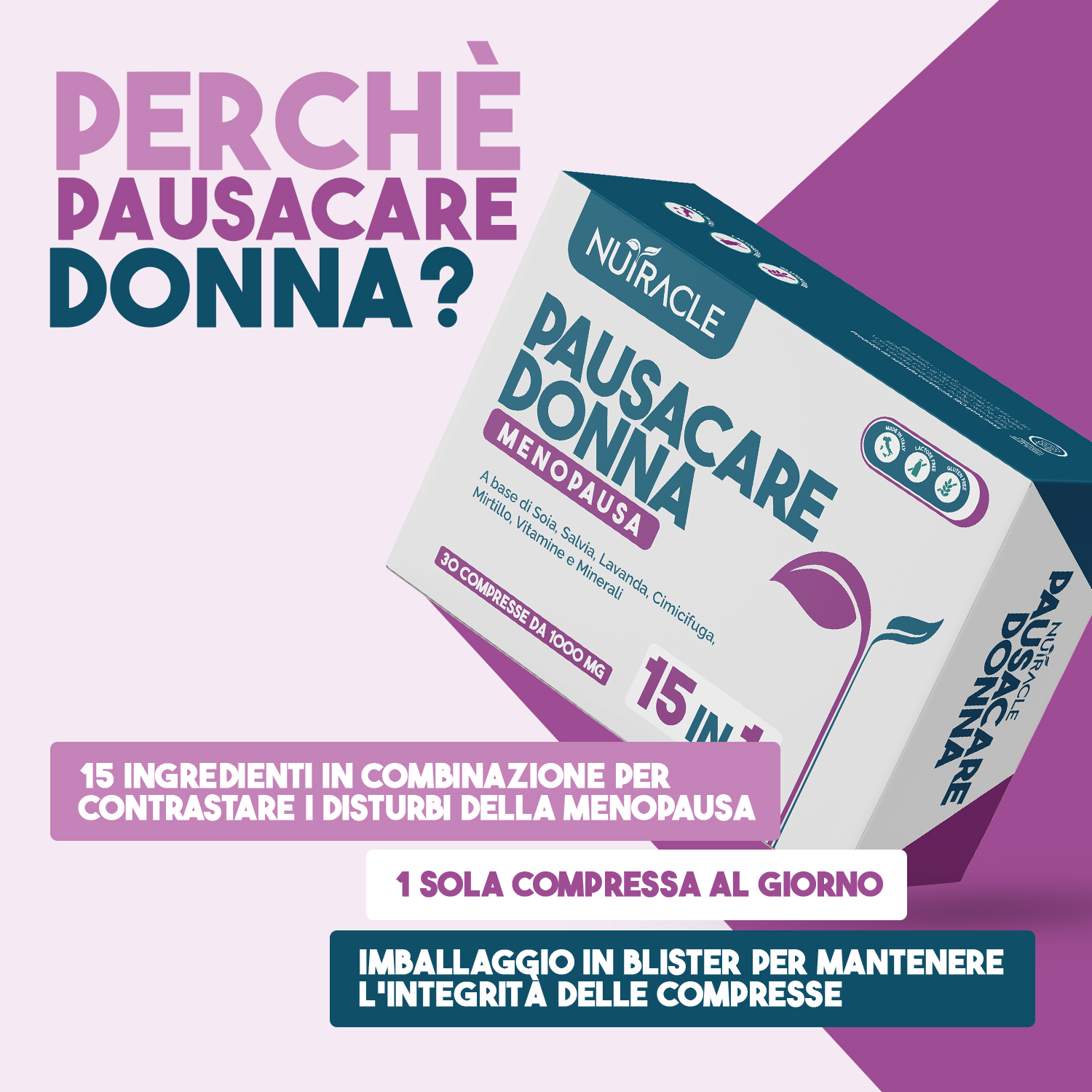 Nutracle PausaCare Donna Menopausa 30 Compresse - Integratore Per Ciclo Mestruale E Menopausa