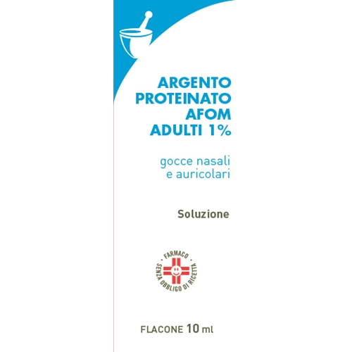 Argento Proteinato Afom 1% Adulti - Gocce nasali e auricolari - 10 mL Argento Proteinato Afom 1% Adulti - Gocce nasali e auricolari - 10 mL