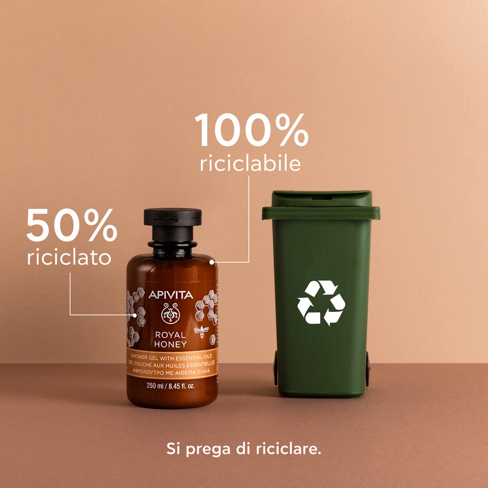 Apivita Royal Honey - Gel Doccia Detergente Con Miele E Oli Essenziali Per Pelle Secca 250 ml