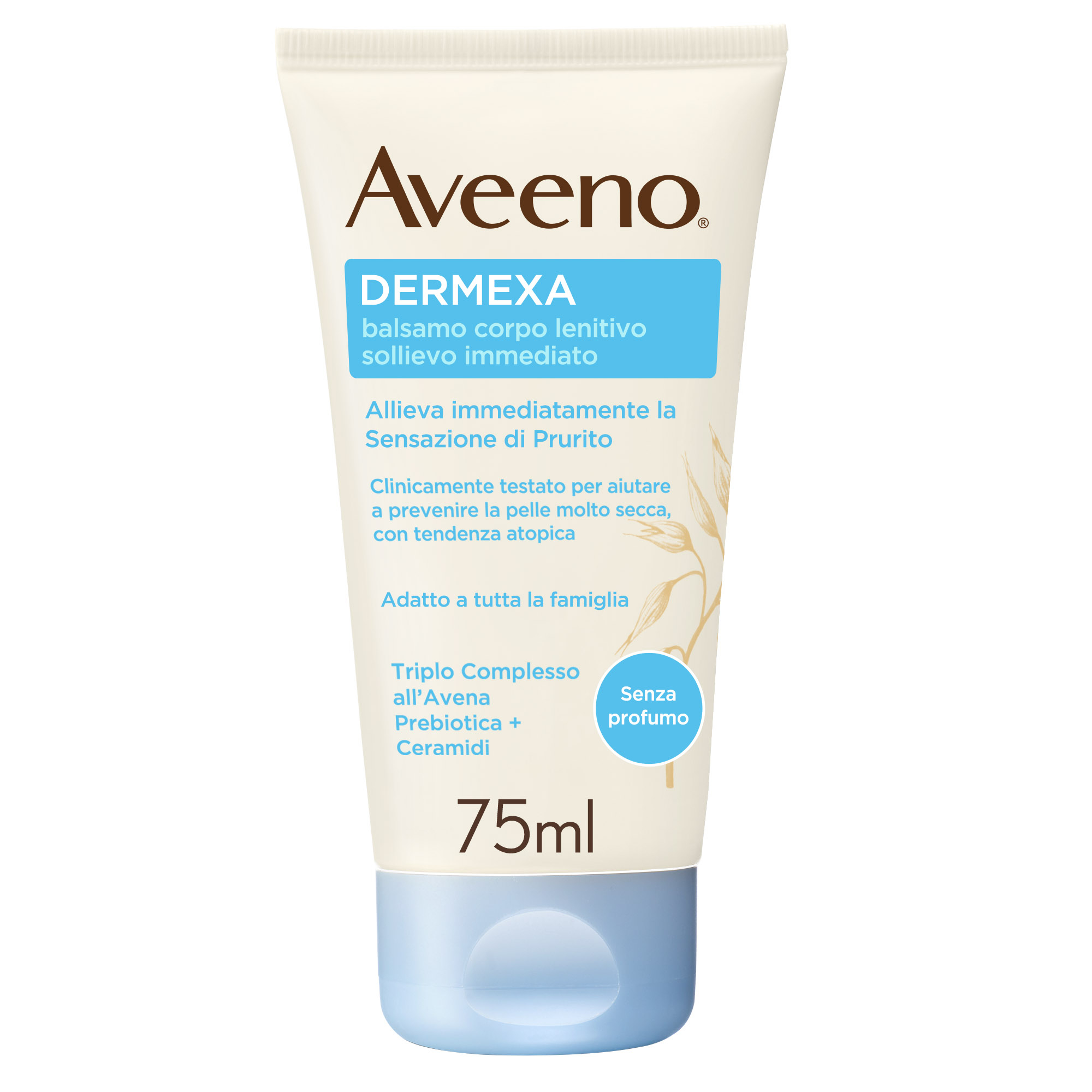 Aveeno, Balsamo Corpo Lenitivo, Dermexa, Sollievo Immediato, Pelli Secche con Prurito, Senza Profumo, 75ml