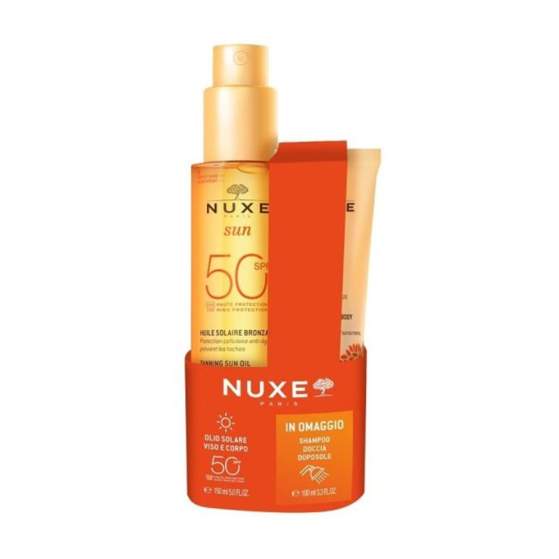 Nuxe Sun - Olio Solare SPF50+ Viso E Corpo 150 ml + Shampoo Doposole 100 ml