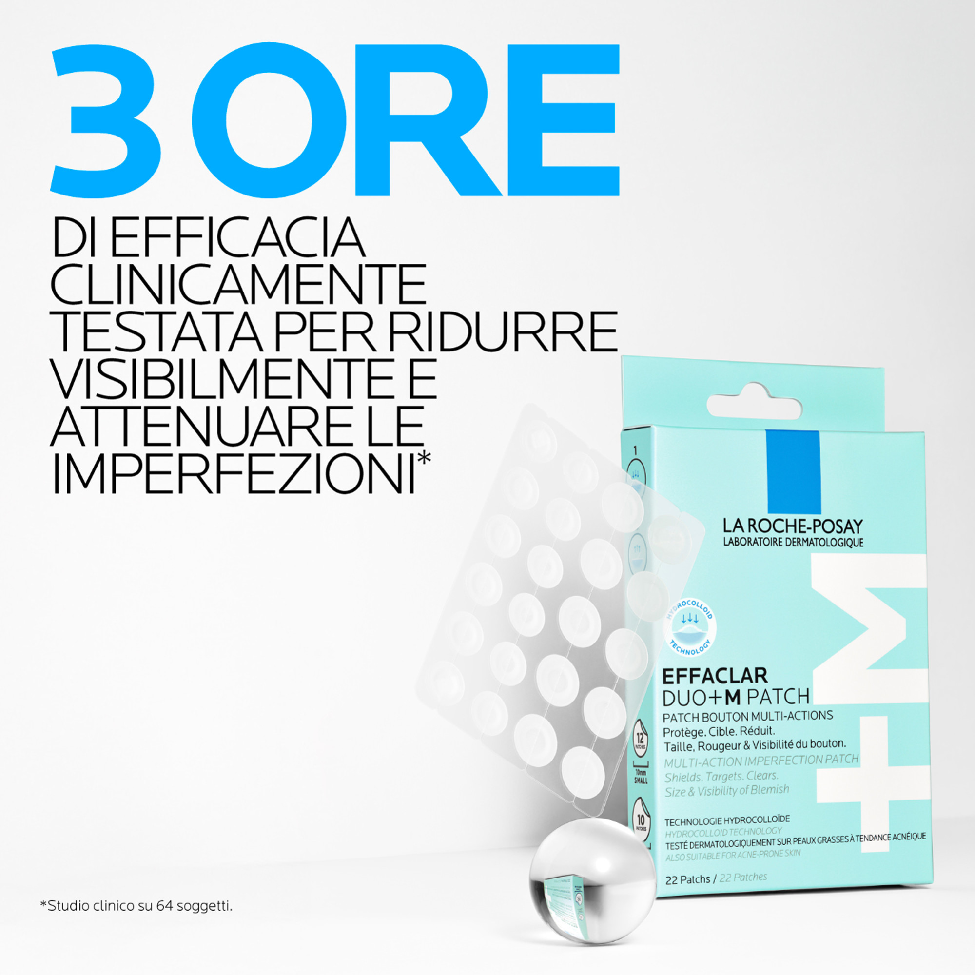 La Roche-Posay Effaclar - Duo+M Patch Monouso Anti-Imperfezioni Pelle Acneica, 22 Patchs