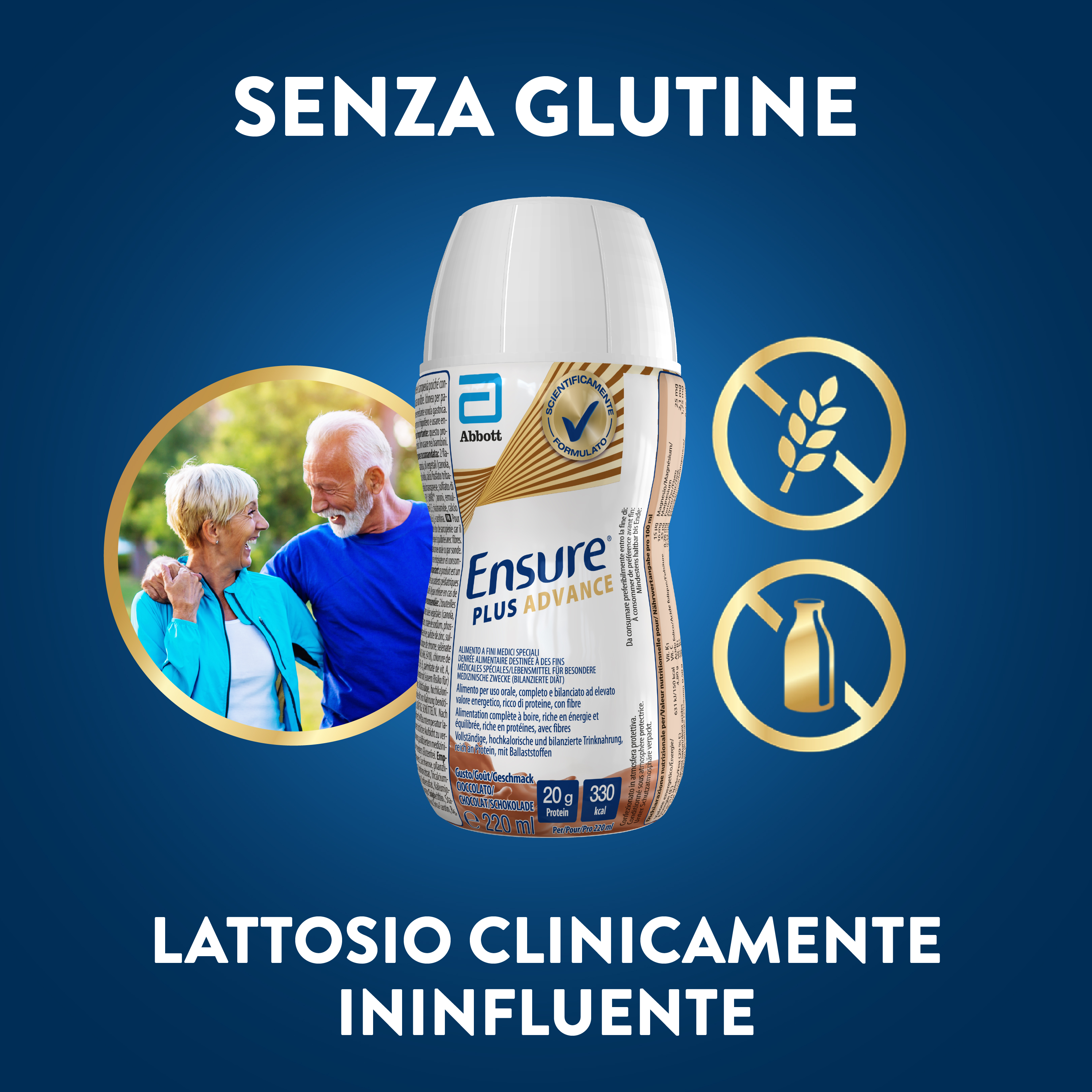 Ensure Plus Advance Alimento a Fini Medici Speciali Iperproteico ed Ipercalorico Cioccolato 4x220ml
