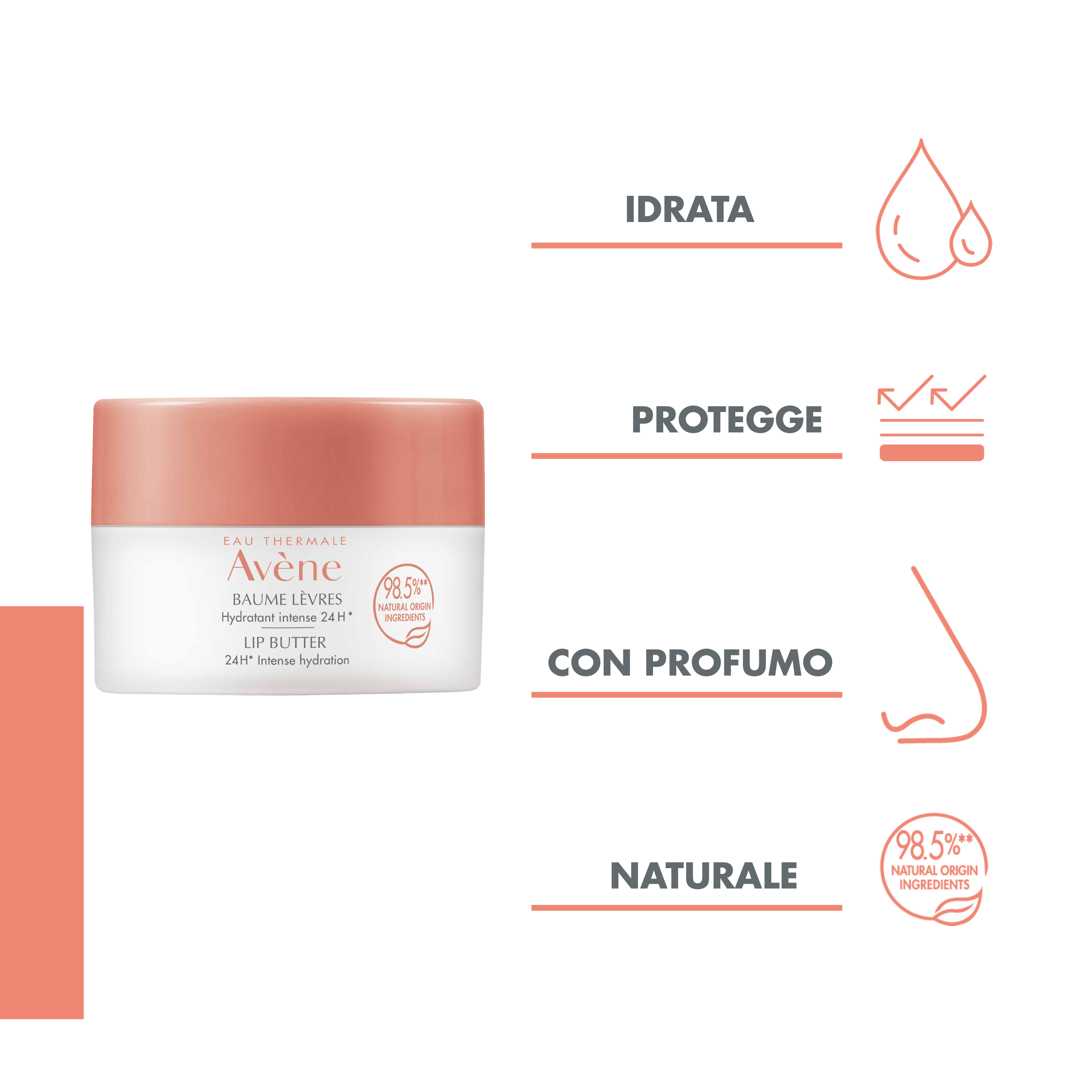 Eau Thermale Avène Balsamo Labbra Idratazione Intensa 24h, effetto Gloss, Illumina lenisce e protegge, Labbra sensibili e secche, con Burro di Karitè, 10ml 