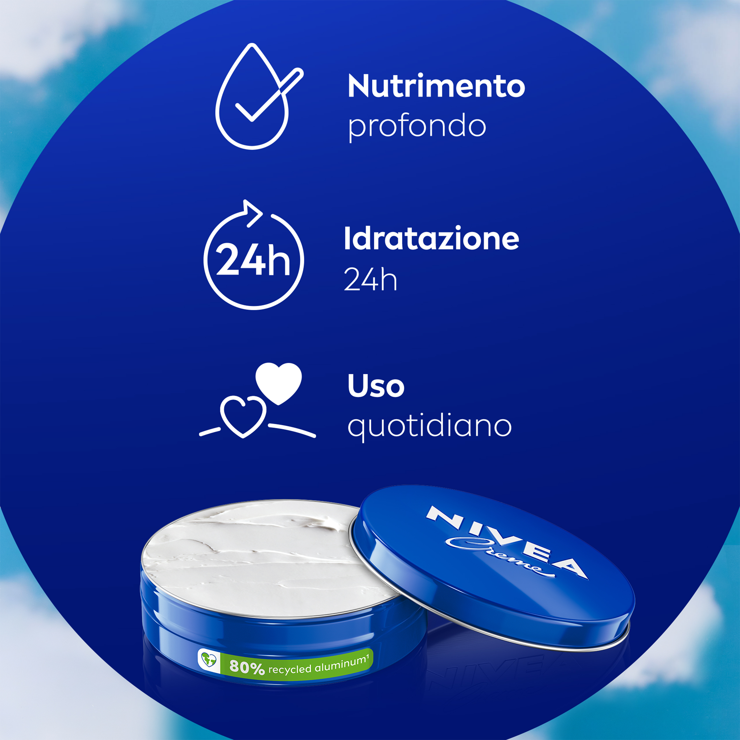 Nivea Creme 75 ml, Crema idratante corpo, viso e mani multiuso con Eucerit, Glicerina e Pantenolo